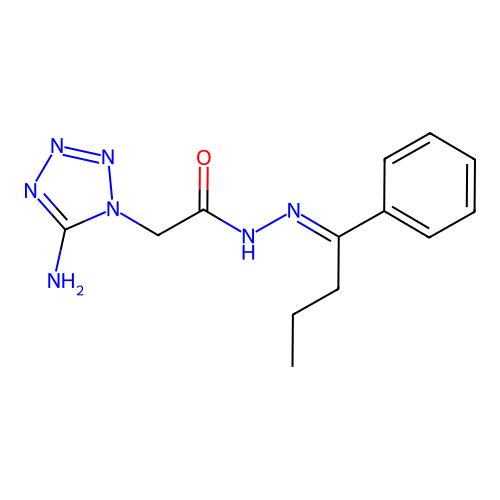 2-(5-amino-1H-tetrazol-1-yl)-N'-[(1E)-1-phenylbutylidene]acetohydrazide structure