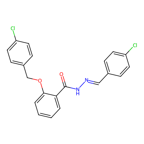 2-[(4-chlorophenyl)methoxy]-N-[(4-chlorophenyl)methylideneamino]benzamide structure