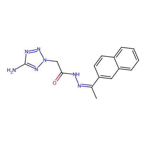 (Z)-2-(5-amino-2H-tetrazol-2-yl)-N'-(1-(naphthalen-2-yl)ethylidene)acetohydrazide structure