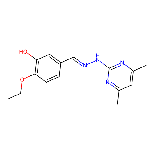 5-{(E)-[2-(4,6-dimethylpyrimidin-2-yl)hydrazinylidene]methyl}-2-ethoxyphenol structure