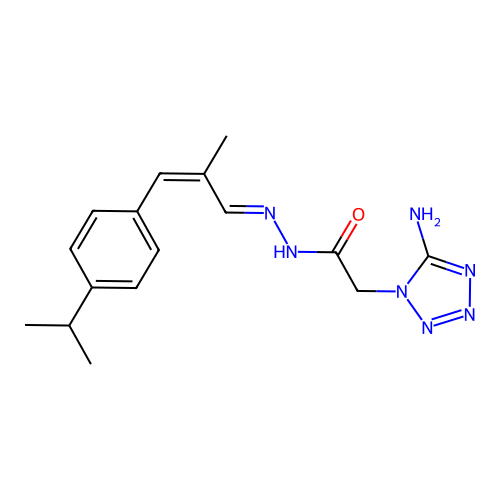 (5-Amino-tetrazol-1-yl)-acetic acid  [(Z)-3-(4-isopropyl-phenyl)-2-methyl-prop-2-en-(E)-ylidene]-hydrazide structure
