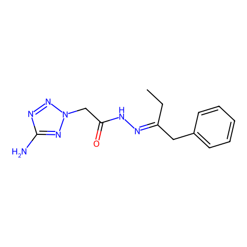2-(5-amino-2H-tetrazol-2-yl)-N'-[(2E)-1-phenylbutan-2-ylidene]acetohydrazide structure