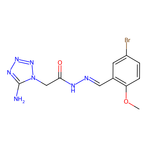 2-(5-aminotetrazol-1-yl)-N-[(E)-(5-bromo-2-methoxyphenyl)methylideneamino]acetamide structure