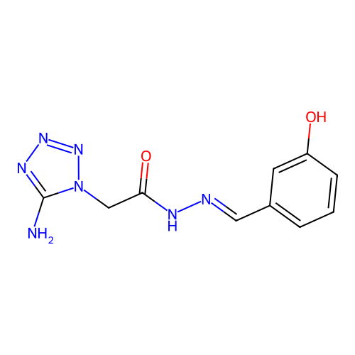 2-(5-amino-1H-tetrazol-1-yl)-N'-[(E)-(3-hydroxyphenyl)methylidene]acetohydrazide structure
