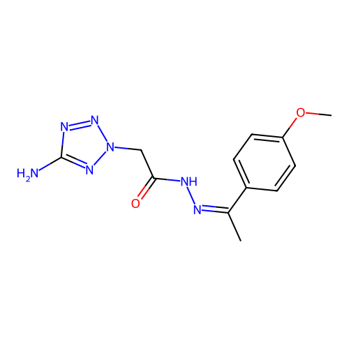 (Z)-2-(5-amino-2H-tetrazol-2-yl)-N'-(1-(4-methoxyphenyl)ethylidene)acetohydrazide structure