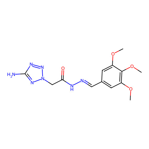 (E)-2-(5-amino-2H-tetrazol-2-yl)-N'-(3,4,5-trimethoxybenzylidene)acetohydrazide structure
