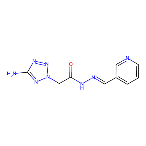2-(5-amino-2H-tetrazol-2-yl)-N'-[(E)-pyridin-3-ylmethylidene]acetohydrazide structure