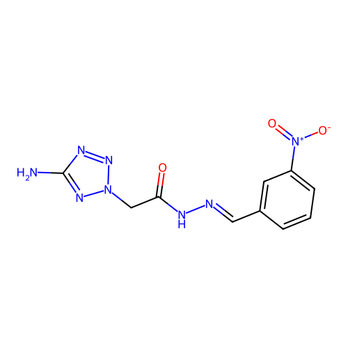 2-(5-amino-2H-tetrazol-2-yl)-N'-[(E)-(3-nitrophenyl)methylidene]acetohydrazide structure