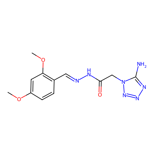 (E)-2-(5-amino-1H-tetrazol-1-yl)-N'-(2,4-dimethoxybenzylidene)acetohydrazide structure