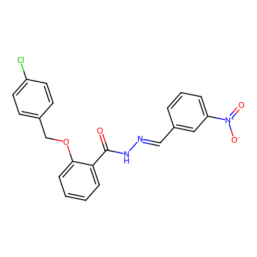 2-[(4-chlorophenyl)methoxy]-N-[(3-nitrophenyl)methylideneamino]benzamide structure