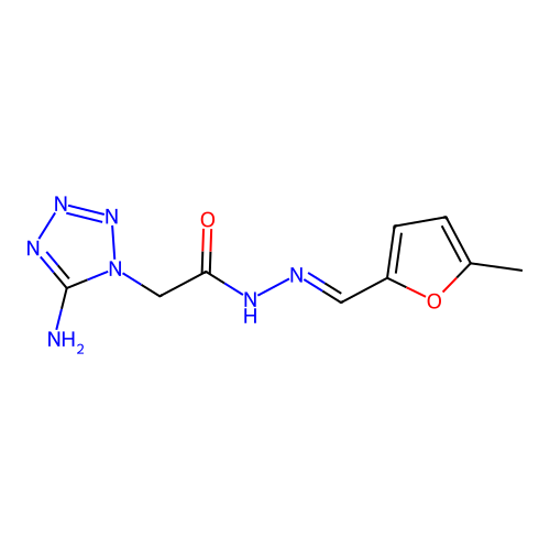 (E)-2-(5-amino-1H-tetrazol-1-yl)-N'-((5-methylfuran-2-yl)methylene)acetohydrazide structure