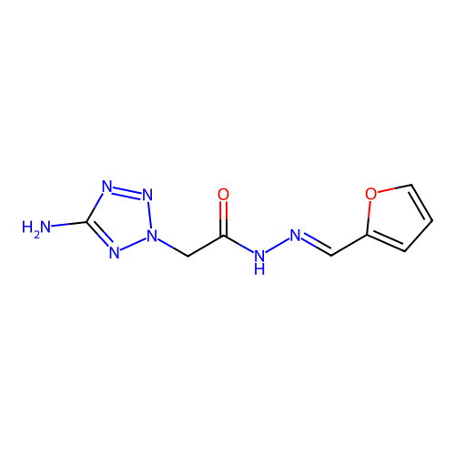 2-(5-aminotetrazol-2-yl)-N-[(E)-furan-2-ylmethylideneamino]acetamide structure