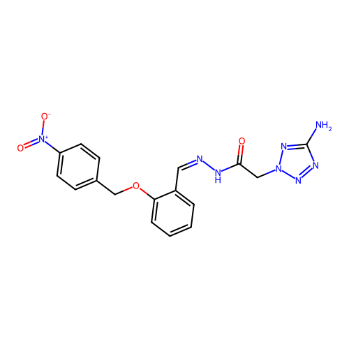 (Z)-2-(5-amino-2H-tetrazol-2-yl)-N'-(2-((4-nitrobenzyl)oxy)benzylidene)acetohydrazide structure