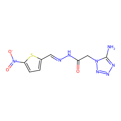 (E)-2-(5-amino-1H-tetrazol-1-yl)-N'-((5-nitrothiophen-2-yl)methylene)acetohydrazide structure