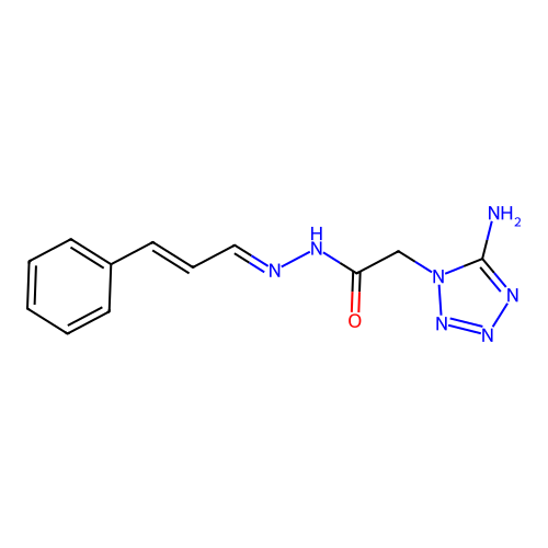 2-(5-amino-1H-tetrazol-1-yl)-N'-(3-phenylallylidene)acetohydrazide structure