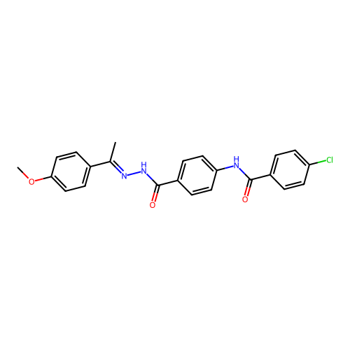 4-[(4-chlorobenzoyl)amino]-N-[(E)-1-(4-methoxyphenyl)ethylideneamino]benzamide structure