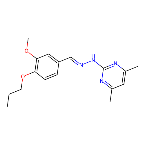 2-[(2E)-2-(3-methoxy-4-propoxybenzylidene)hydrazinyl]-4,6-dimethylpyrimidine structure