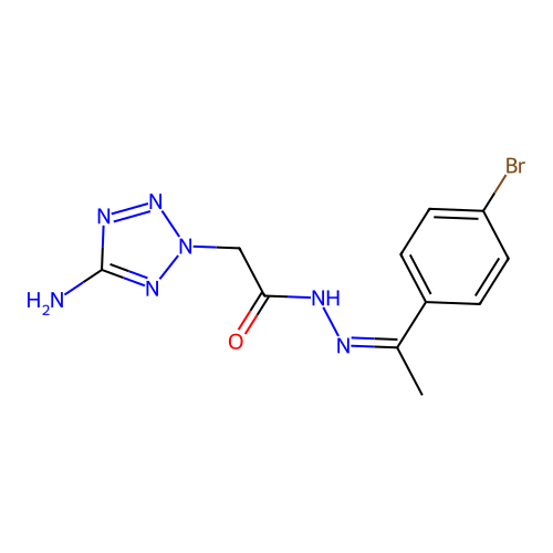 2-(5-amino-2H-tetrazol-2-yl)-N'-[(1Z)-1-(4-bromophenyl)ethylidene]acetohydrazide structure