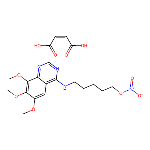 5-((6,7,8-Trimethoxy-4-quinazolinyl)amino)-1-pentanyl nitrate maleate structure