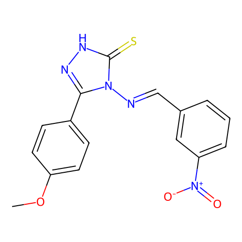 3-(4-methoxyphenyl)-4-[(E)-(3-nitrophenyl)methylideneamino]-1H-1,2,4-triazole-5-thione structure
