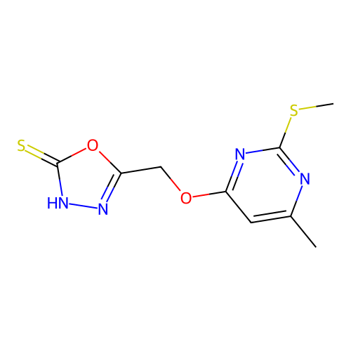 5-(((6-Methyl-2-(methylthio)pyrimidin-4-yl)oxy)methyl)-1,3,4-oxadiazole-2-thiol structure