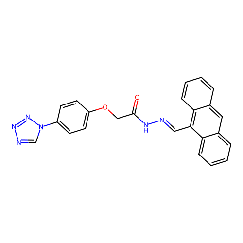 2-(4-(1H-tetrazol-1-yl)phenoxy)-N'-(anthracen-9-ylmethylene)acetohydrazide structure