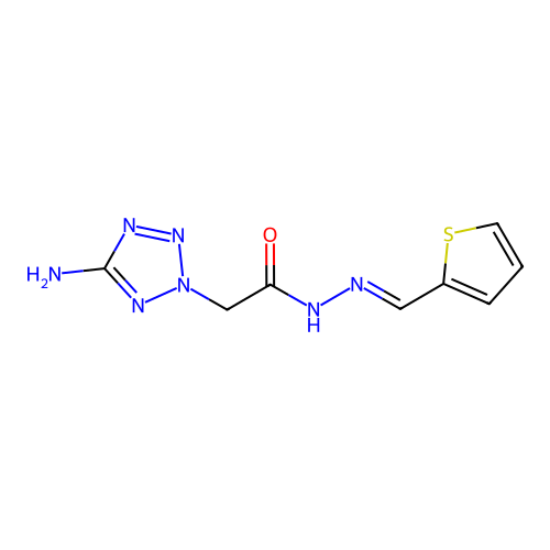 2-(5-amino-2H-tetrazol-2-yl)-N'-[(E)-thiophen-2-ylmethylidene]acetohydrazide structure