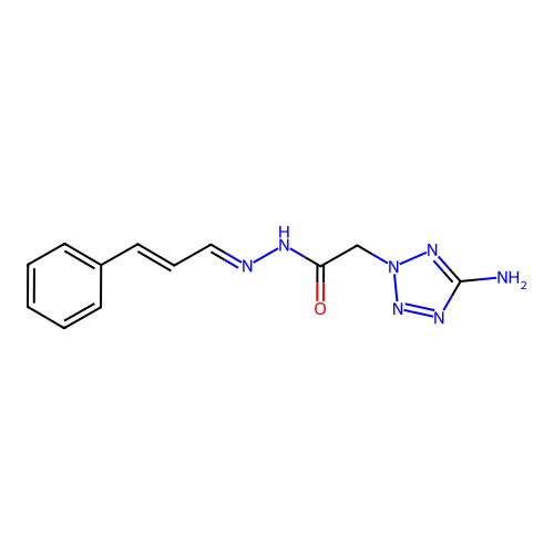 2-(5-aminotetrazol-2-yl)-N-[(E)-[(E)-3-phenylprop-2-enylidene]amino]acetamide structure