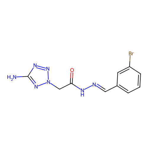 2-(5-amino-2H-tetrazol-2-yl)-N'-[(E)-(3-bromophenyl)methylidene]acetohydrazide structure