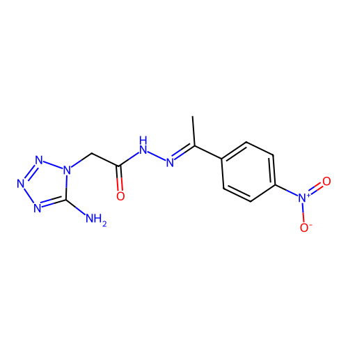 2-(5-amino-1H-tetrazol-1-yl)-N'-(1-(4-nitrophenyl)ethylidene)acetohydrazide structure