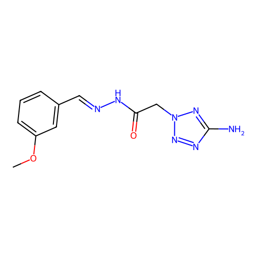 2-(5-amino-2H-tetrazol-2-yl)-N'-[(E)-(3-methoxyphenyl)methylidene]acetohydrazide structure