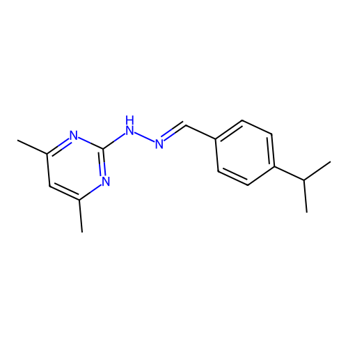 4,6-dimethyl-2-{(2E)-2-[4-(propan-2-yl)benzylidene]hydrazinyl}pyrimidine structure