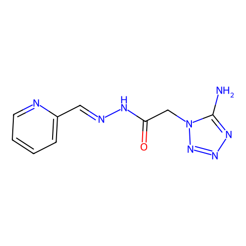2-(5-aminotetrazol-1-yl)-N-[(E)-pyridin-2-ylmethylideneamino]acetamide structure