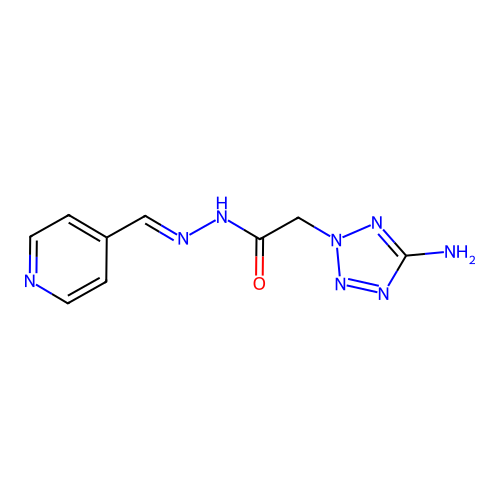 2-(5-aminotetrazol-2-yl)-N-[(E)-pyridin-4-ylmethylideneamino]acetamide structure