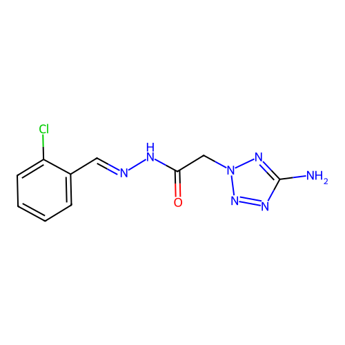 2-(5-aminotetrazol-2-yl)-N-[(E)-(2-chlorophenyl)methylideneamino]acetamide structure