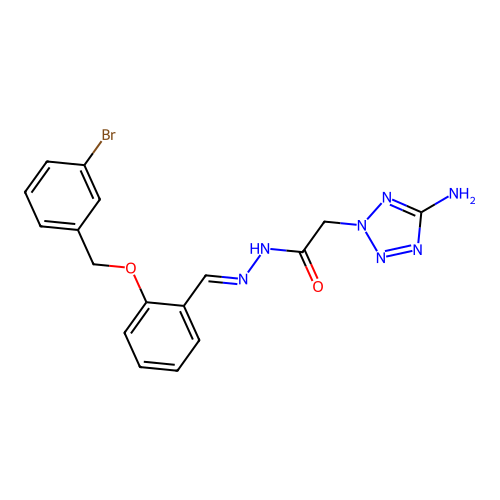 2-(5-aminotetrazol-2-yl)-N-[[2-[(3-bromophenyl)methoxy]phenyl]methylideneamino]acetamide structure