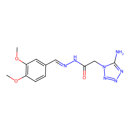 (E)-2-(5-amino-1H-tetrazol-1-yl)-N'-(3,4-dimethoxybenzylidene)acetohydrazide structure