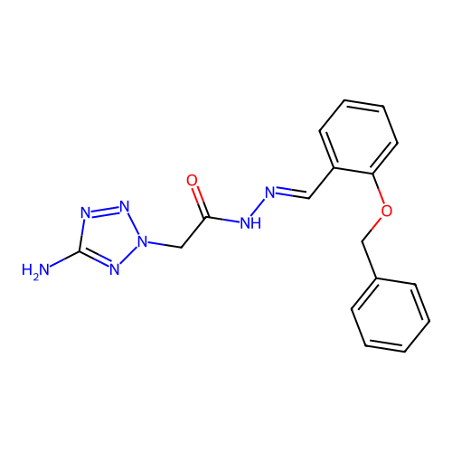 (E)-2-(5-amino-2H-tetrazol-2-yl)-N'-(2-(benzyloxy)benzylidene)acetohydrazide structure