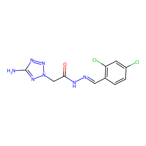 2-(5-aminotetrazol-2-yl)-N-[(E)-(2,4-dichlorophenyl)methylideneamino]acetamide structure