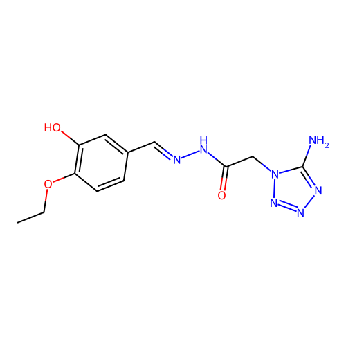 (E)-2-(5-amino-1H-tetrazol-1-yl)-N'-(4-ethoxy-3-hydroxybenzylidene)acetohydrazide structure