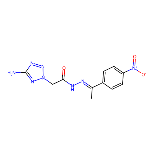 2-(5-amino-2H-tetrazol-2-yl)-N'-[(1E)-1-(4-nitrophenyl)ethylidene]acetohydrazide structure