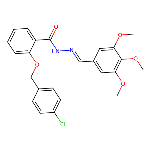 2-((4-Chlorobenzyl)oxy)-N'-(3,4,5-trimethoxybenzylidene)benzohydrazide structure