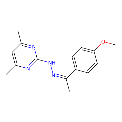 2-{(2Z)-2-[1-(4-methoxyphenyl)ethylidene]hydrazinyl}-4,6-dimethylpyrimidine structure