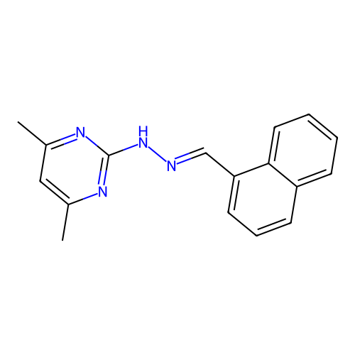 4,6-dimethyl-2-[(2E)-2-(naphthalen-1-ylmethylidene)hydrazinyl]pyrimidine structure