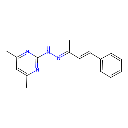 4,6-dimethyl-2-{(2E)-2-[(3E)-4-phenylbut-3-en-2-ylidene]hydrazinyl}pyrimidine structure