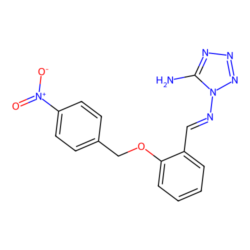 N~1~-[(E)-{2-[(4-nitrobenzyl)oxy]phenyl}methylidene]-1H-tetrazole-1,5-diamine structure