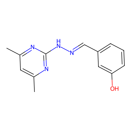 3-[(E)-[(4,6-dimethylpyrimidin-2-yl)hydrazono]methyl]phenol structure