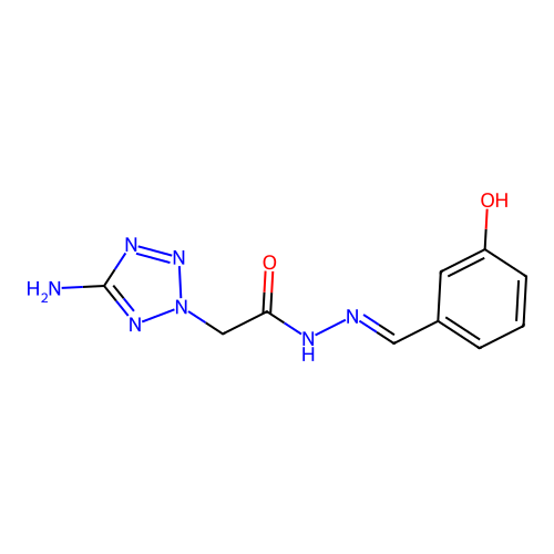 2-(5-amino-2H-tetrazol-2-yl)-N'-[(E)-(3-hydroxyphenyl)methylidene]acetohydrazide structure