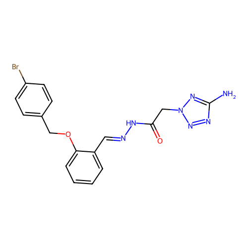(E)-2-(5-amino-2H-tetrazol-2-yl)-N'-(2-((4-bromobenzyl)oxy)benzylidene)acetohydrazide structure