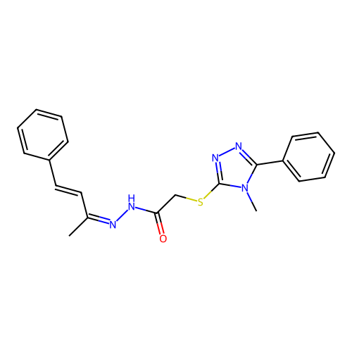 (Z)-2-((4-methyl-5-phenyl-4H-1,2,4-triazol-3-yl)thio)-N'-((E)-4-phenylbut-3-en-2-ylidene)acetohydrazide structure